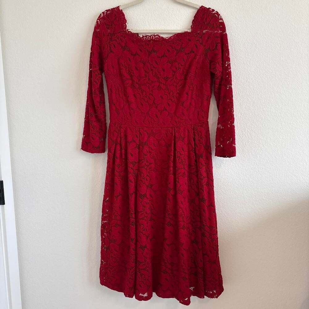 Miss May Retro Floral Lace Midi Dress